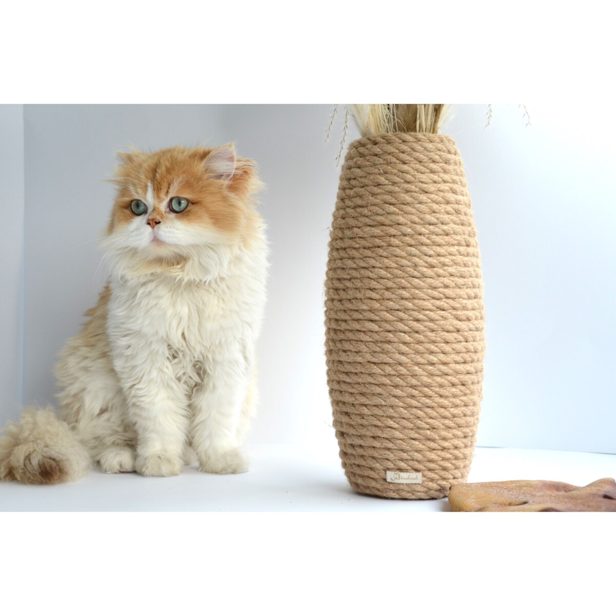 Wazon REGINA w stylu BOHO jutowy do suszonej trawy i kwiatów * pleciony sznurek jutowy naturalny do trawy pampasowej kompozycji h 31 cm styl skandynawski