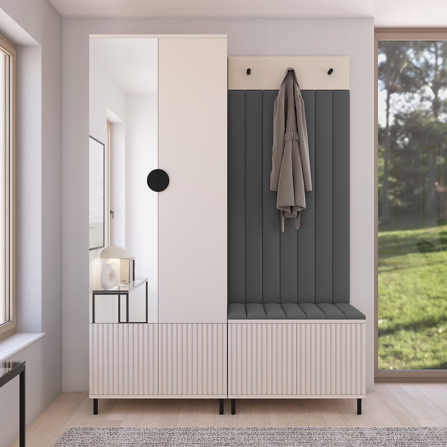 Zestaw szafka na buty z panelami Ritmo wersja 1 nogi rurki Trinity 15 beżowa