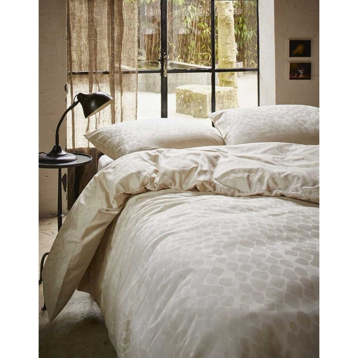 Komplet pościeli z satyny bawełnianej w odcieniu beżu, poszewki dekoracyjne z motywem zwierzęcym, 140x220 cm, Essenza