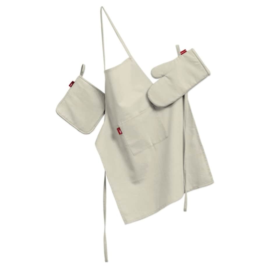 Komplet kuchenny fartuch,rękawica i łapacz, satynowa biel, kpl, Aria