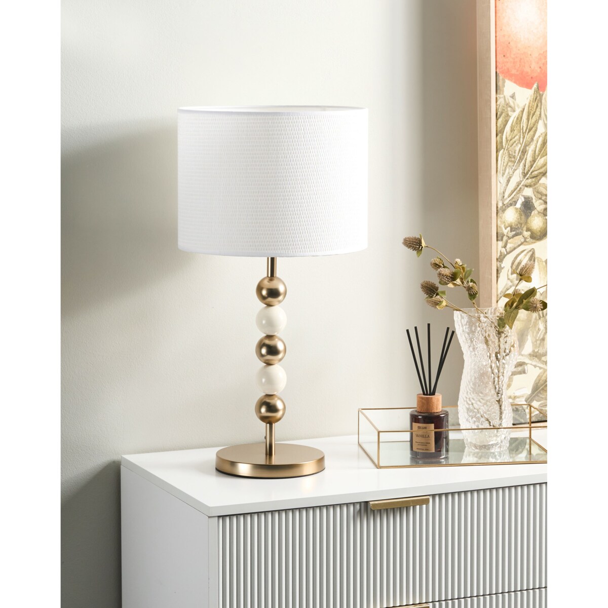 Lampa stołowa LOKY Metal Mosiężny/beżowy