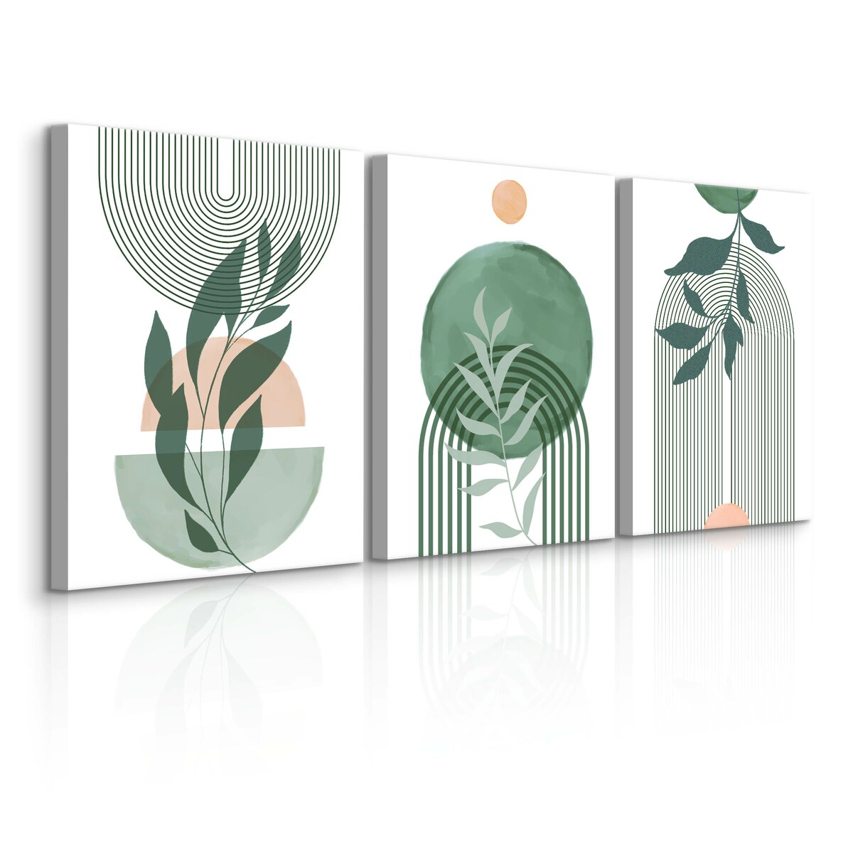 3x Obraz Do Salonu Set Natura Boho Liście Tropikalne Akwarele Rośliny 30x40cm