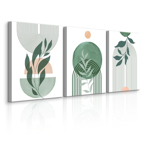 3x Obraz Do Salonu Set Natura Boho Liście Tropikalne Akwarele Rośliny 30x40cm