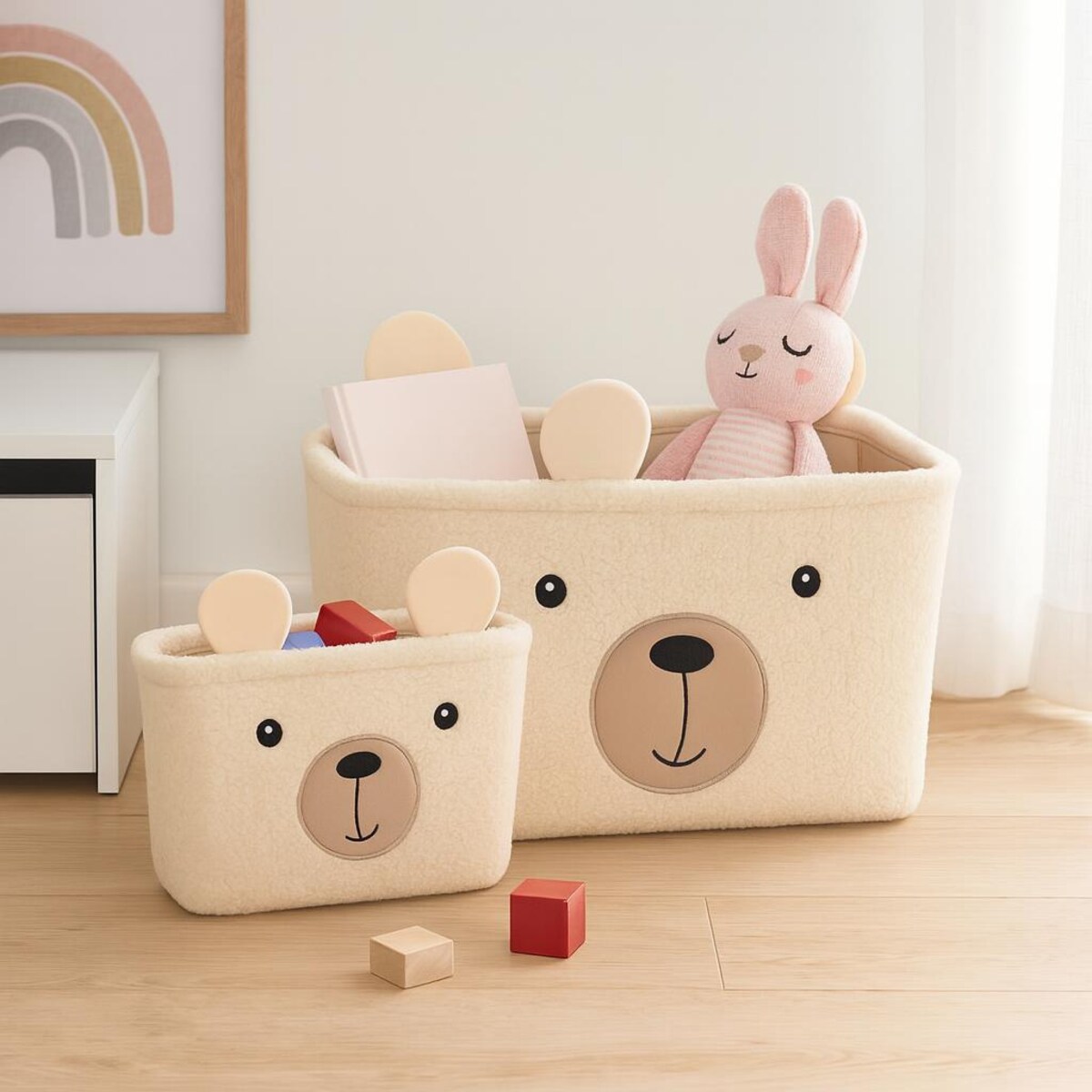 Pluszowe koszyki na zabawki NIMI, 2 pojemniczki