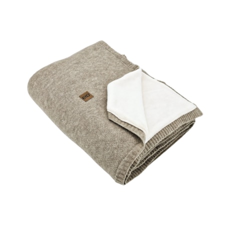 Koc dzianinowy z podszyciem futerkowym 150x200 cm – MILANO DUO TAUPE