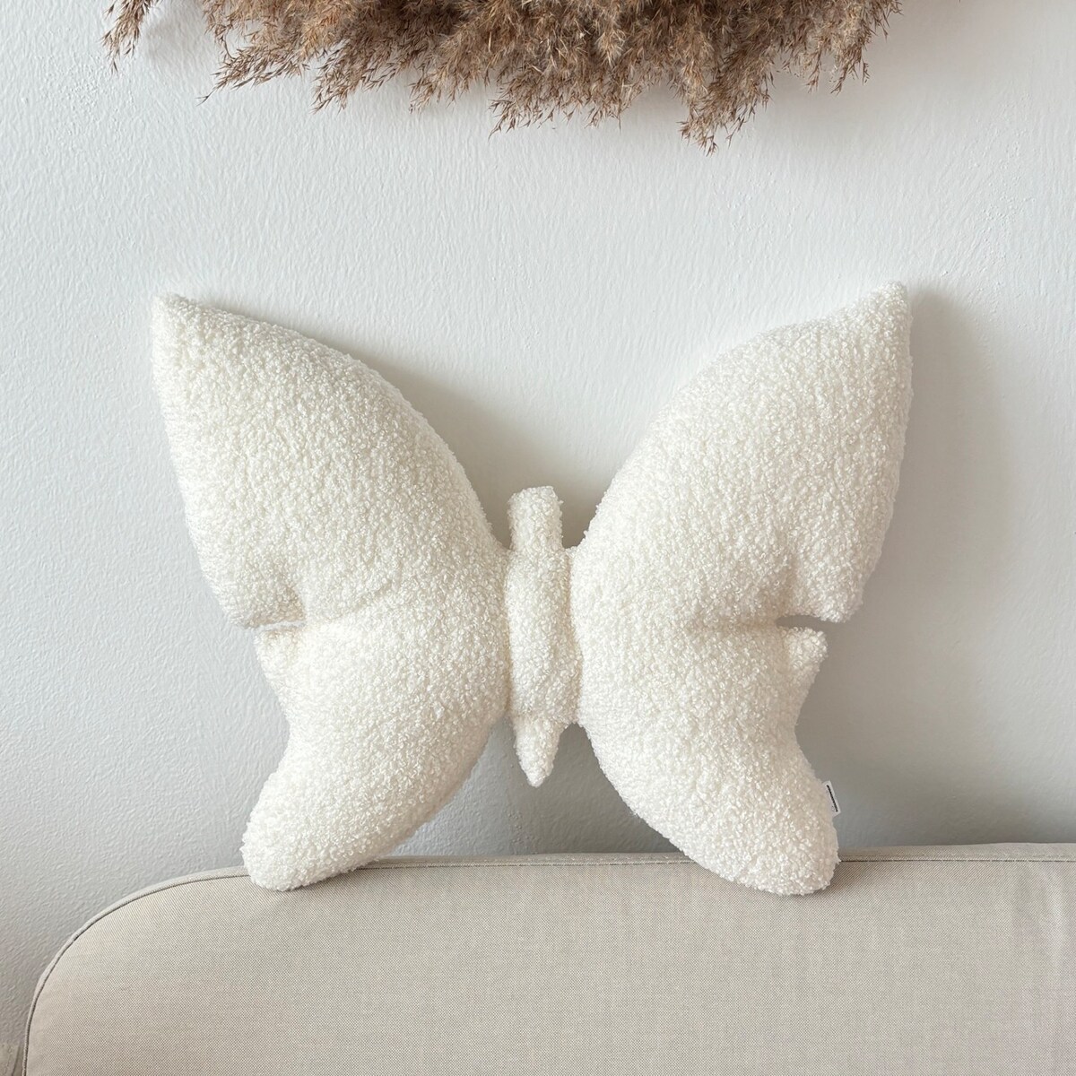 Poduszka dekoracyjna Motyl ecru boucle