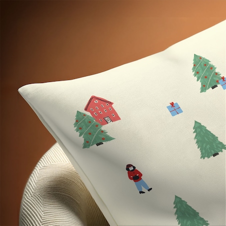 Poduszka świąteczna - Świąteczny pejzaż 45x45 cm