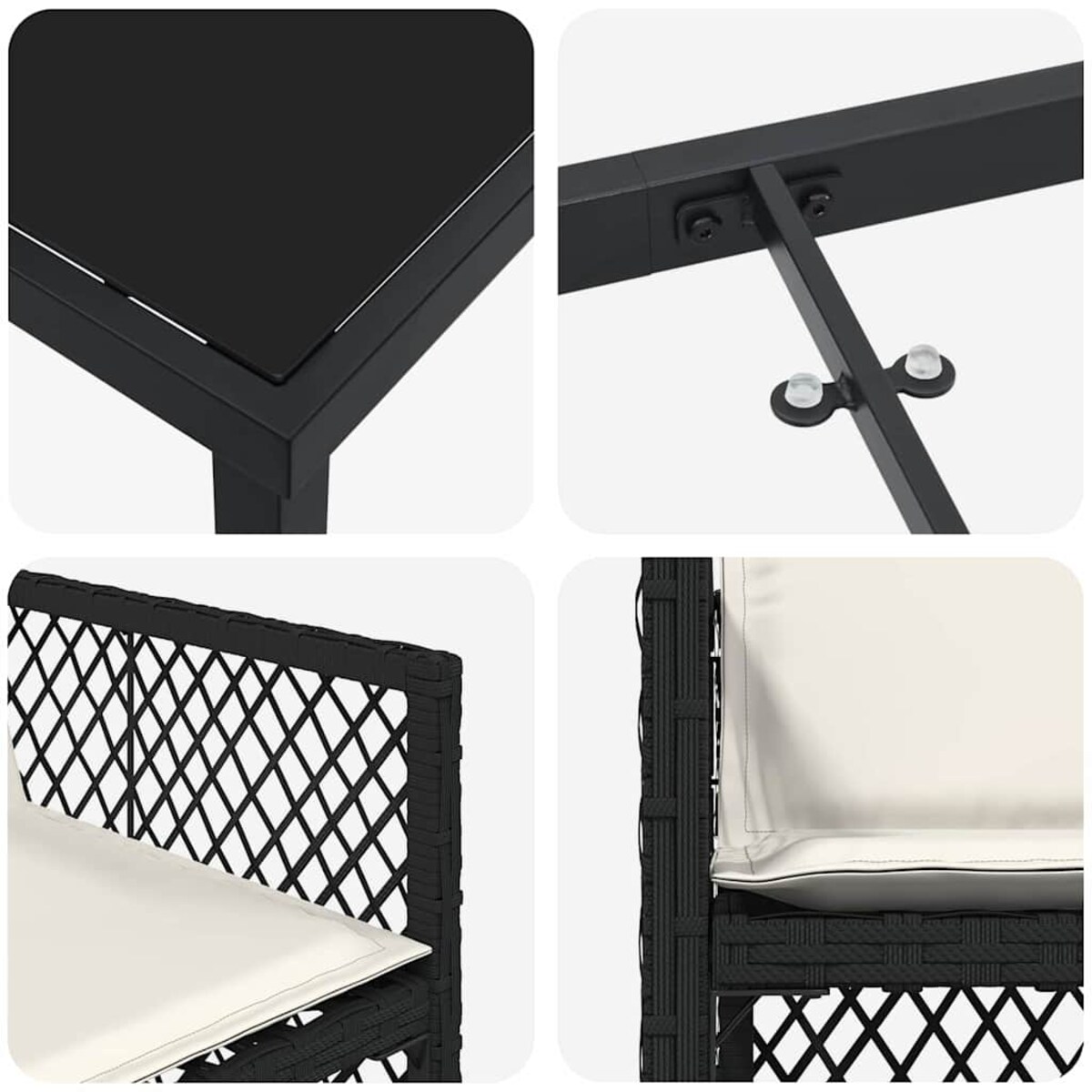 vidaXL Zestaw do jadalni w ogrodzie 5 pcs Czarny polirattan