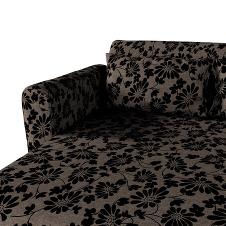 Pokrowiec na fotel Mysinge, czarne kwiaty na brązowym tle, fotel Mysinge, Living II
