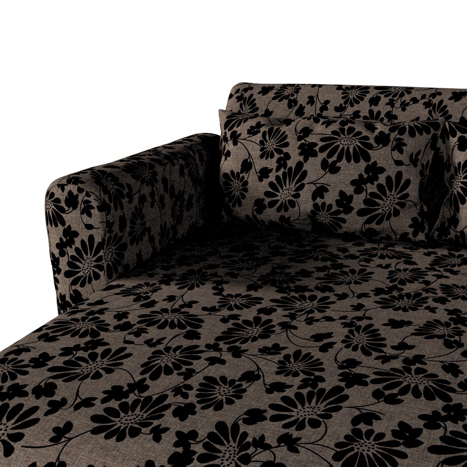Pokrowiec na fotel Mysinge, czarne kwiaty na brązowym tle, fotel Mysinge, Living II