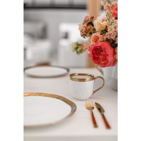 KARE komplet 4 kubków BELL biało-złoty