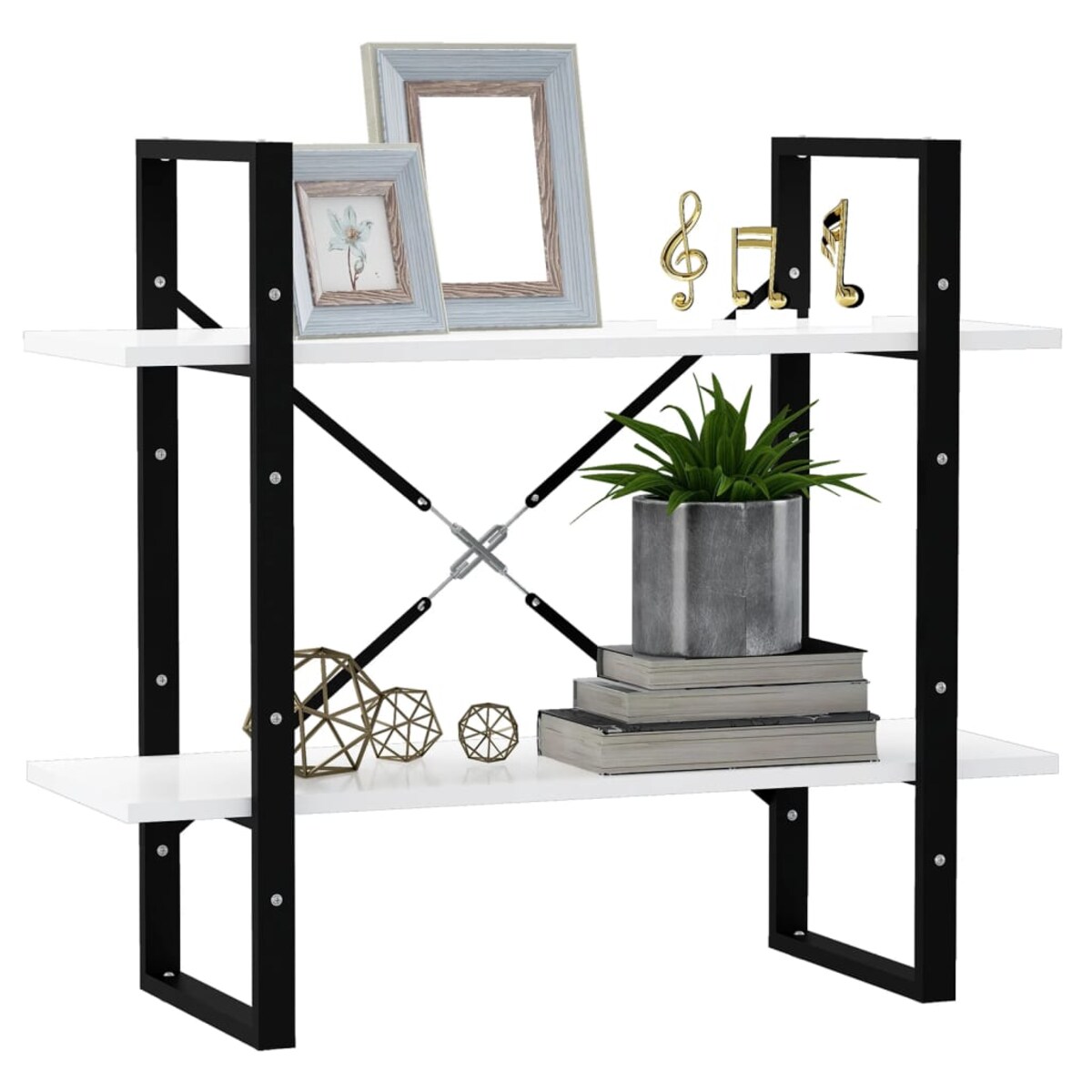 vidaXL 2-poziomowy regał na książki, biały, 80x30x70 cm