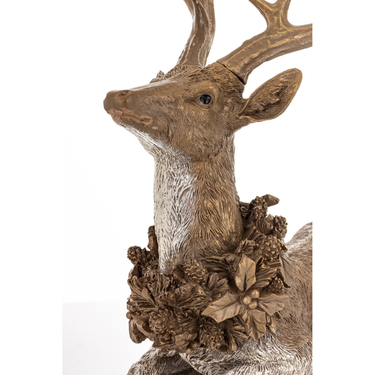 Dekoracja - figurka leżącego jelenia 50x39x27 cm SHIKA-2 brązowy z wieńcem