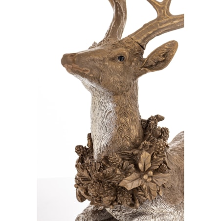 Dekoracja - figurka leżącego jelenia 50x39x27 cm SHIKA-2 brązowy z wieńcem