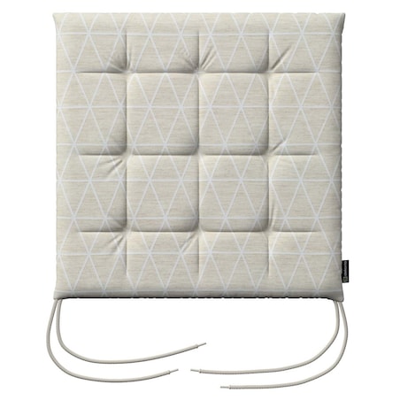 Poduszka na krzesło Karol, trójkąty na beżowo-lnianym tle, 40 x 40 x 3,5 cm, Sunny