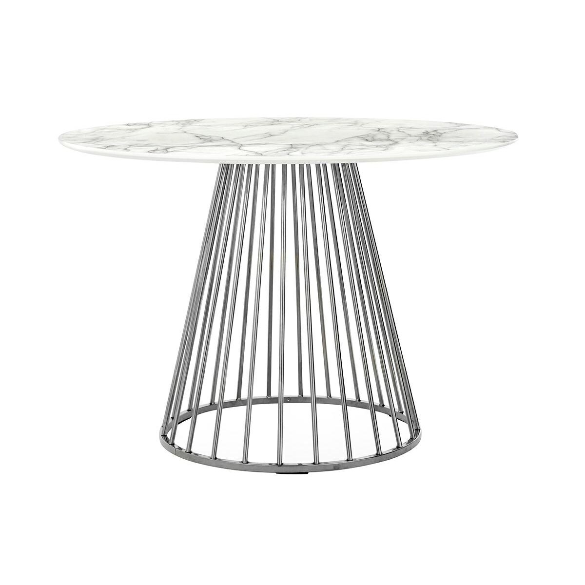 Stół GLAM MARBLE 110 - MDF, chromowana podstawa