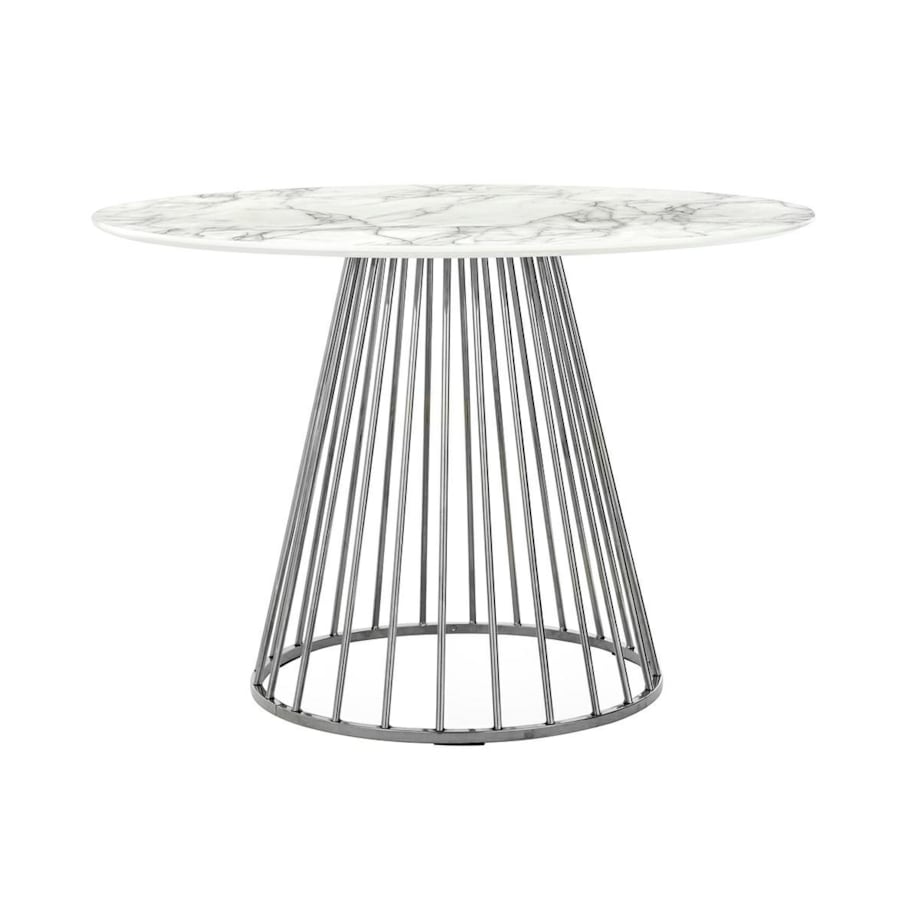 Stół GLAM MARBLE 110 - MDF, chromowana podstawa