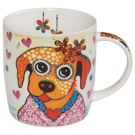 Kubek Smile Style Posey, biały z nadrukiem, 400 ml