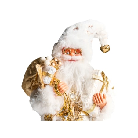 Dekoracja świąteczna STRAUMSFJORDEN Mikołaj 40 cm Biały/ złoty