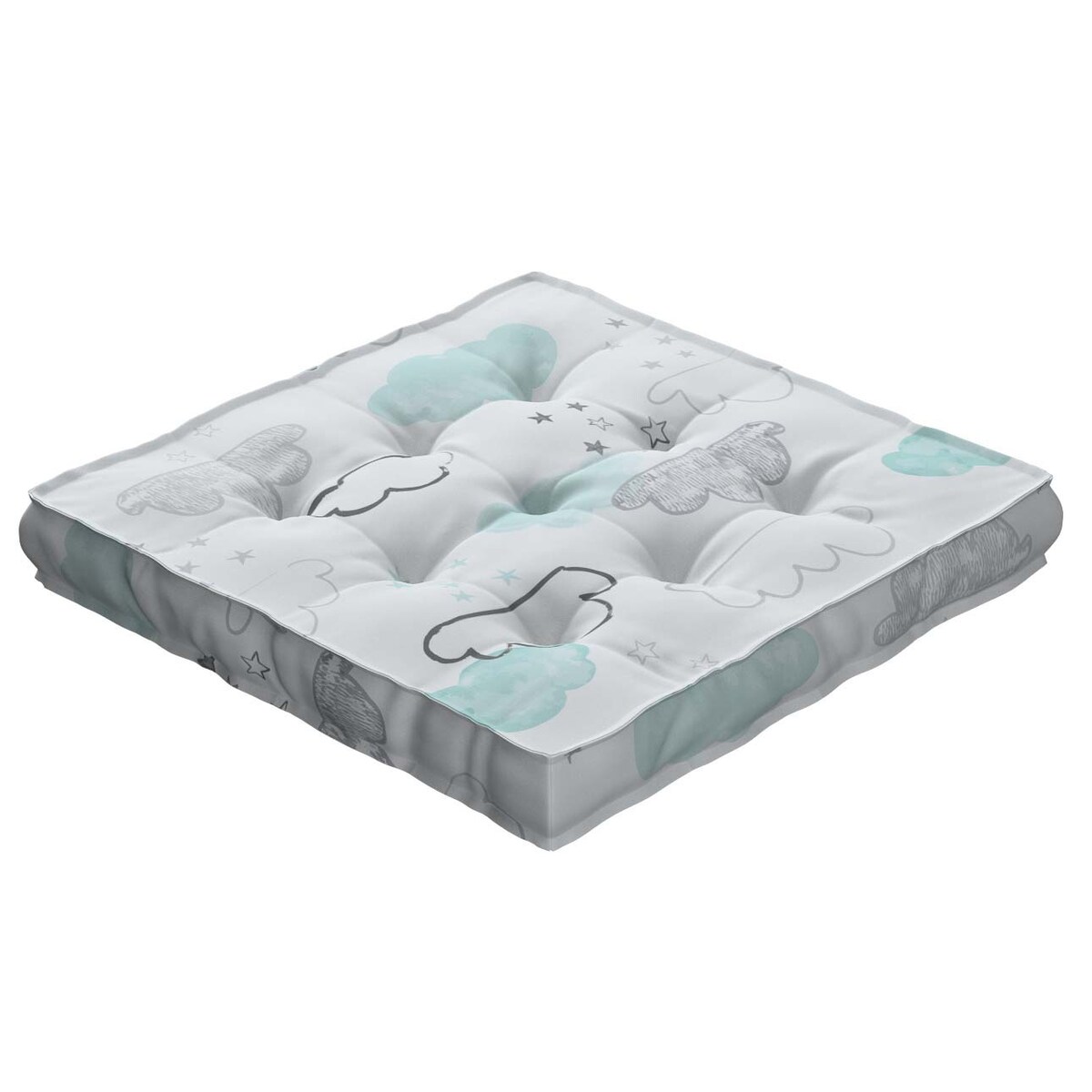 Siedzisko Tomi, ecru-niebieski, 40 x 40 x 6 cm, Magic Collection