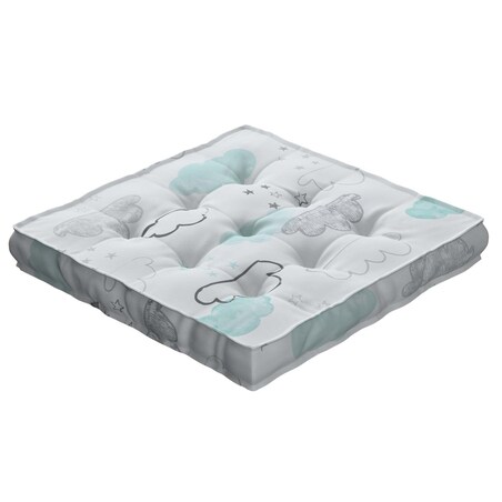 Siedzisko Tomi, ecru-niebieski, 40 x 40 x 6 cm, Magic Collection