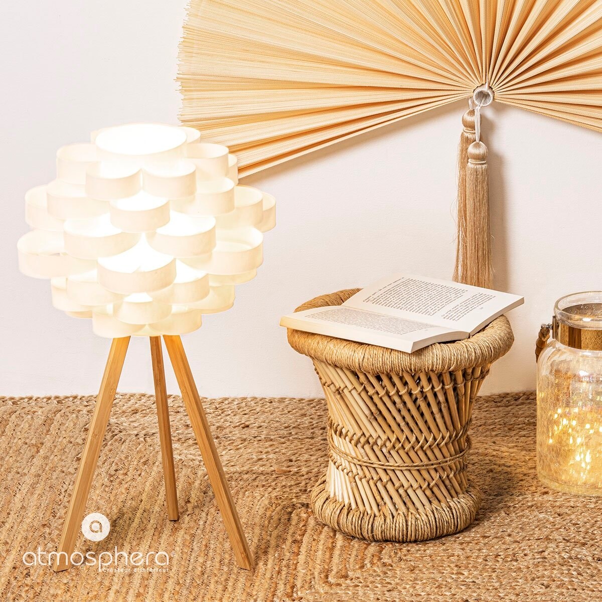 Stoliki do salonu okrągłe Horizon z juty i bambusa