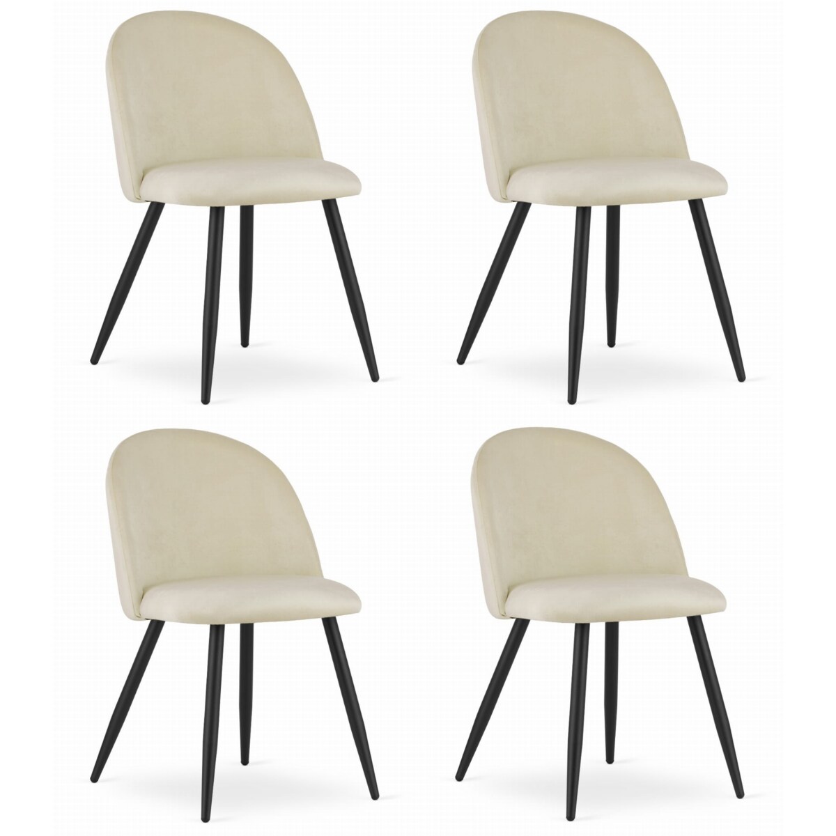 Krzesło Do Jadalni Kuchni Salonu Bello - Aksamit Beż / Nogi Czarne X 4