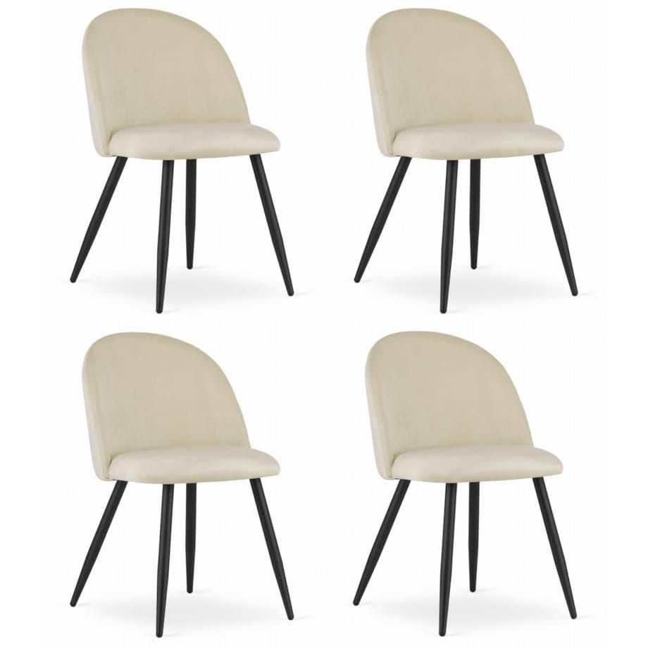 Krzesło Do Jadalni Kuchni Salonu Bello - Aksamit Beż / Nogi Czarne X 4