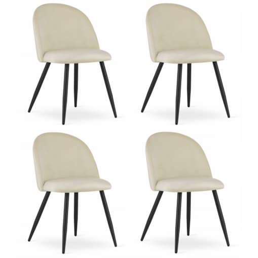 Krzesło Do Jadalni Kuchni Salonu Bello - Aksamit Beż / Nogi Czarne X 4