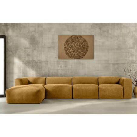 KONSIMO BUFFO Sofa narożna lewa 6-osobowa z wyjątkowo miękkim siedziskiem, kolor miodowy