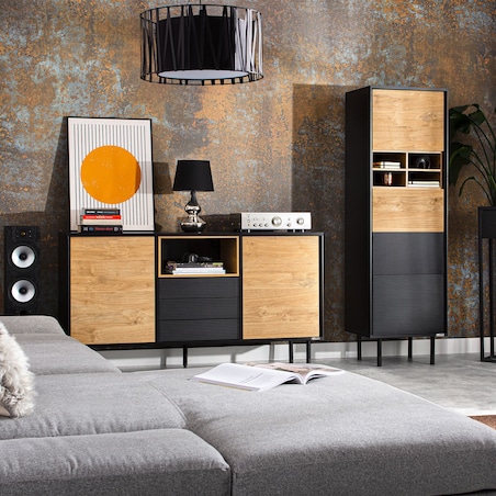 KONSIMO LOFTY Komoda w stylu loft na czarnych nóżkach