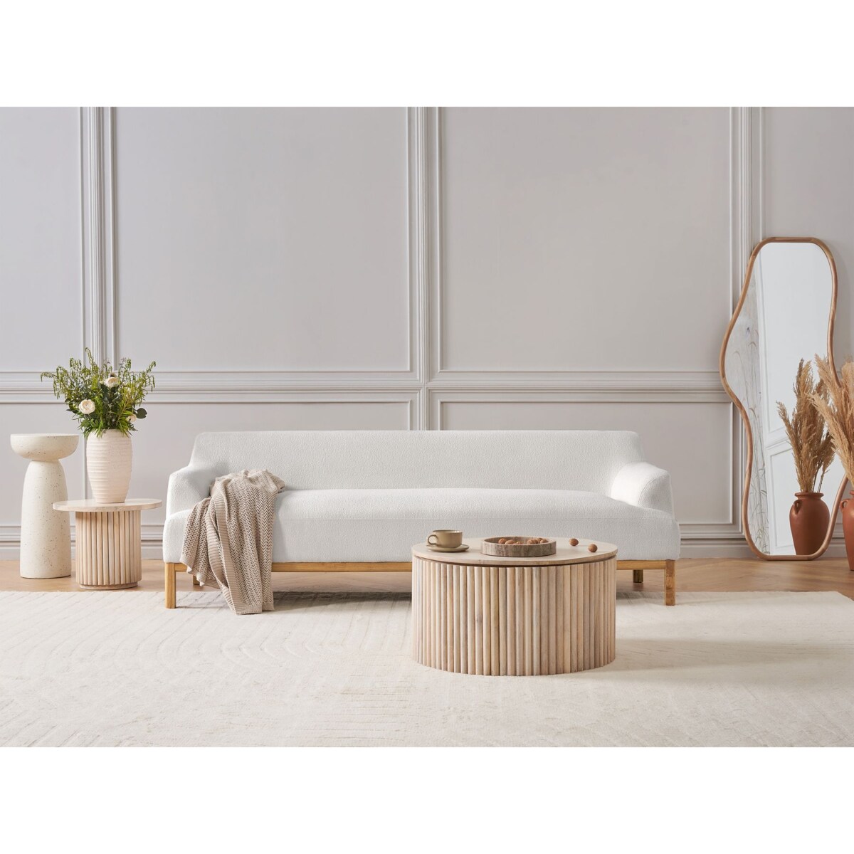 Sofa 3-osobowa boucle złamana biel SOSJO