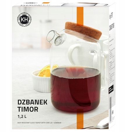 DZBANEK SZKLANY do HERBATY zioła pojemnik na wodę kompot sok 1,2 L prezent