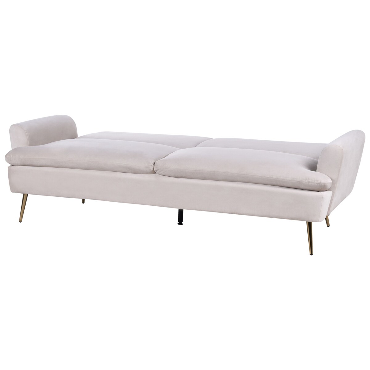 Sofa rozkładana welurowa beżowa VETTRE