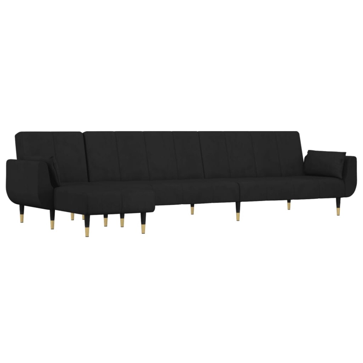 vidaXL Sofa rozkładana L, czarna, 275x140x70 cm, aksamit