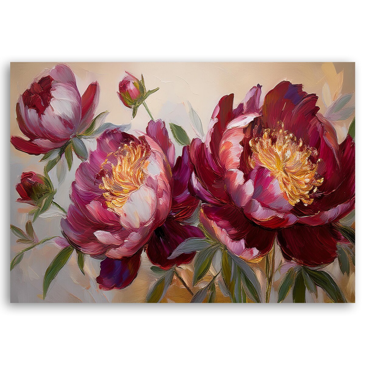 Obrazy do salonu Kwiaty Piwonie Czerwone Natura 100x70