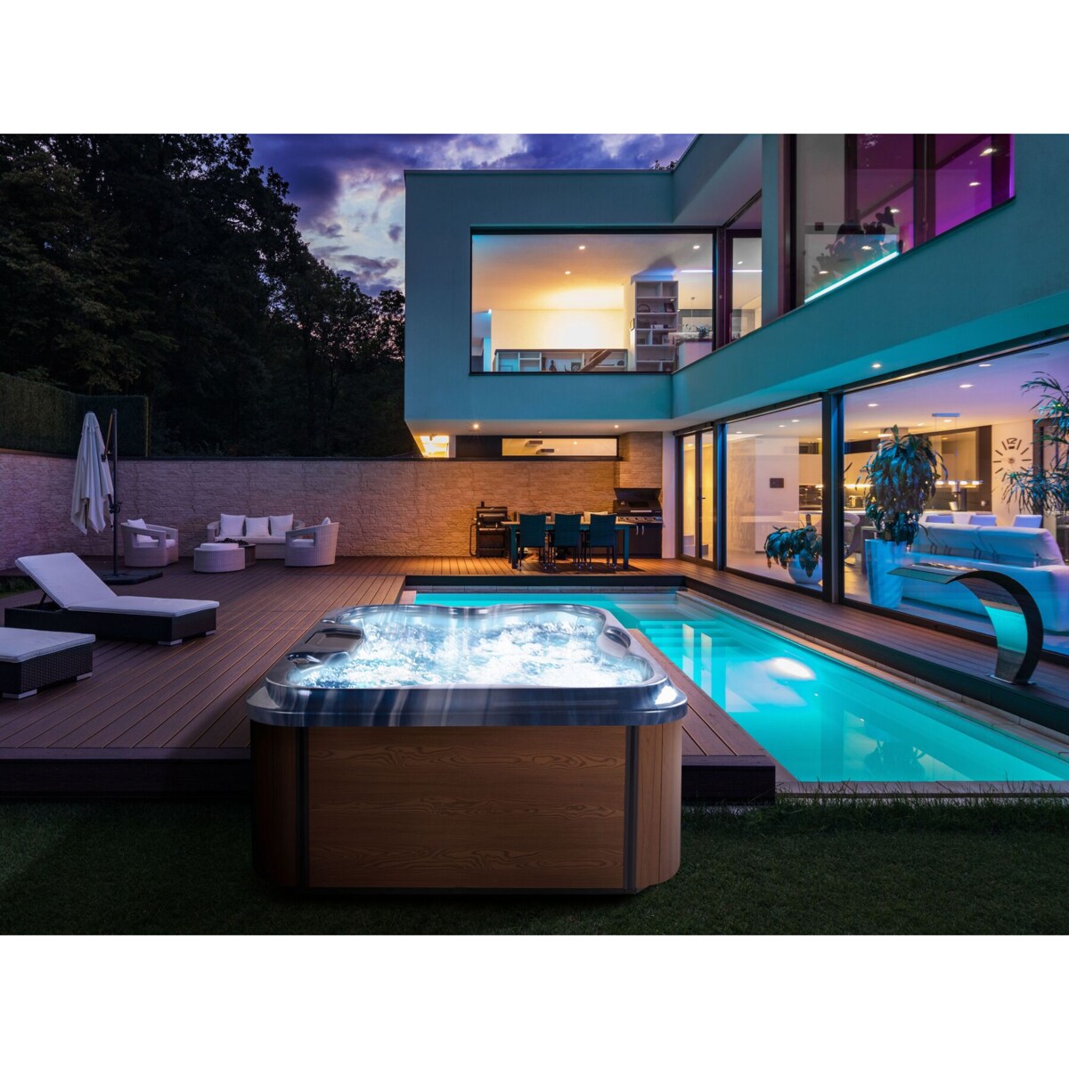 Wanna ogrodowa z hydromasażem niebieska ARCELIA