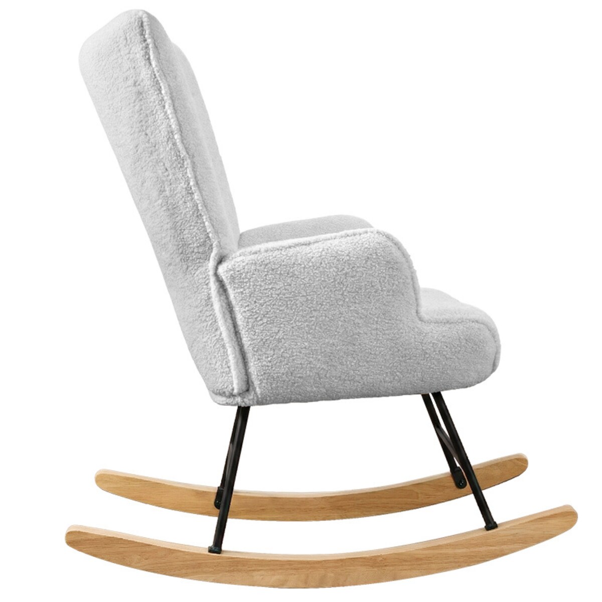 Fotel bujany tapicerowany baranek wygodny wypoczynkowy uszak salon szary