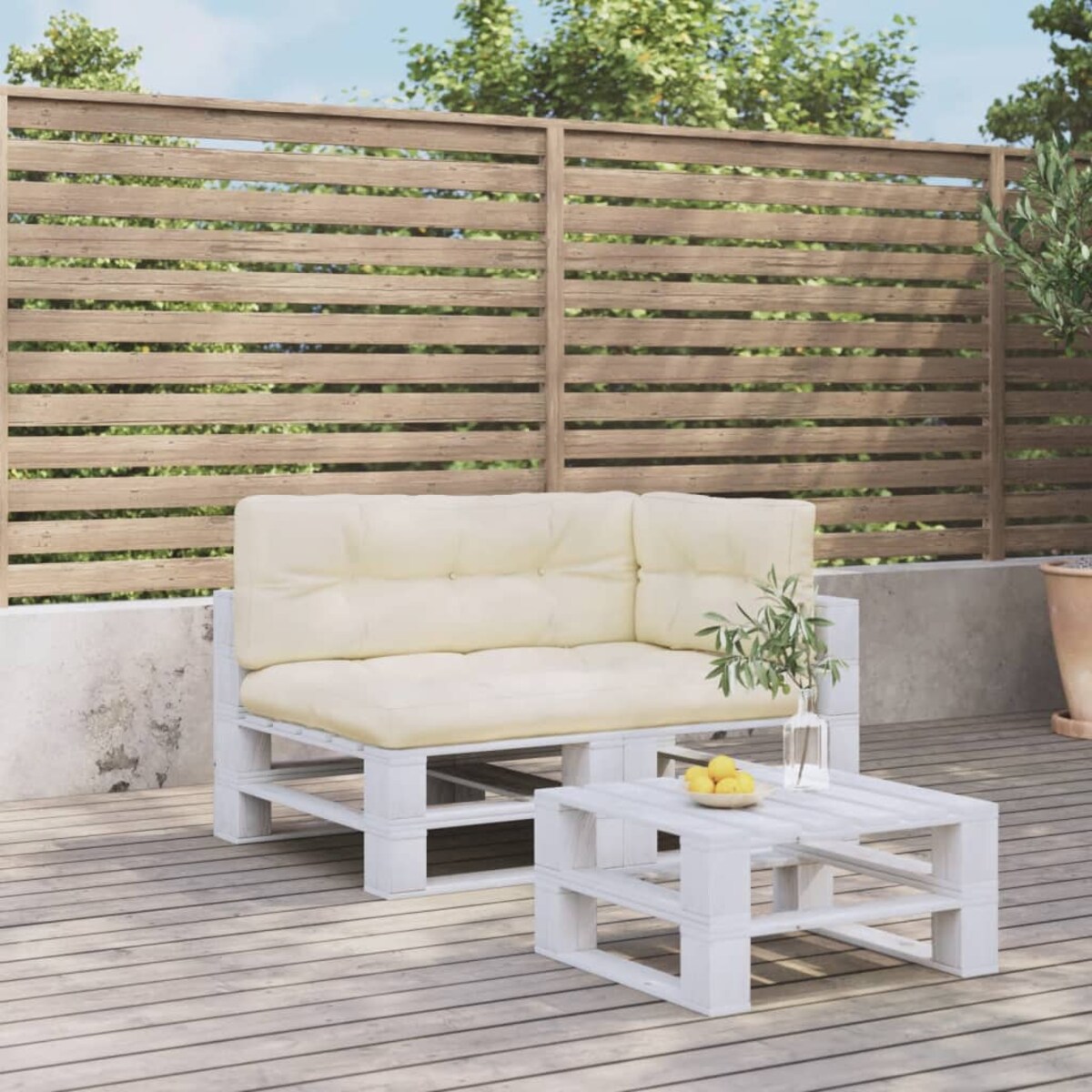 vidaXL Poduszki na palety, 3 szt., kremowe, tkanina