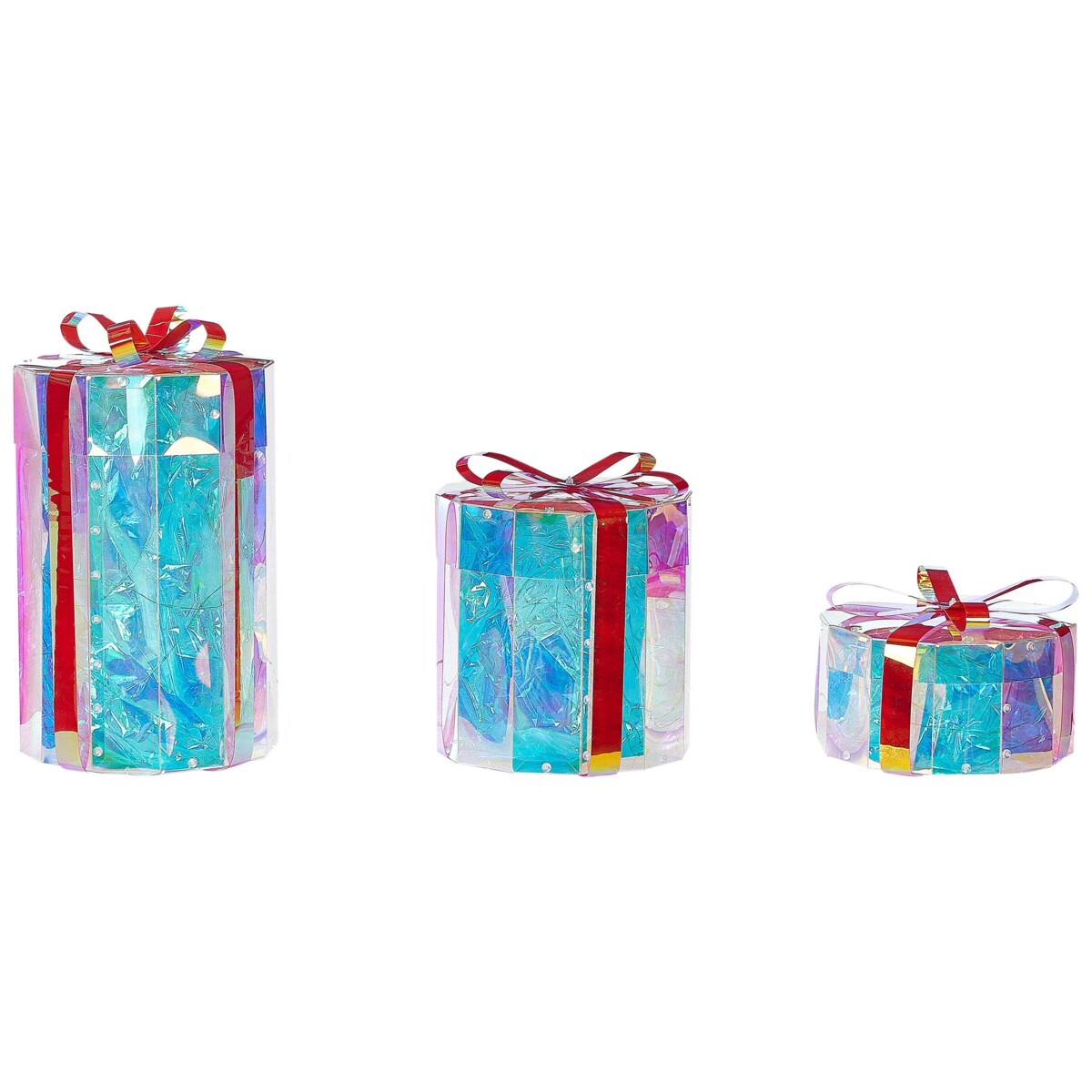 Zestaw 3 dekoracji ogrodowych LED prezenty świąteczne 30 cm wielokolorowy GRIMSEY