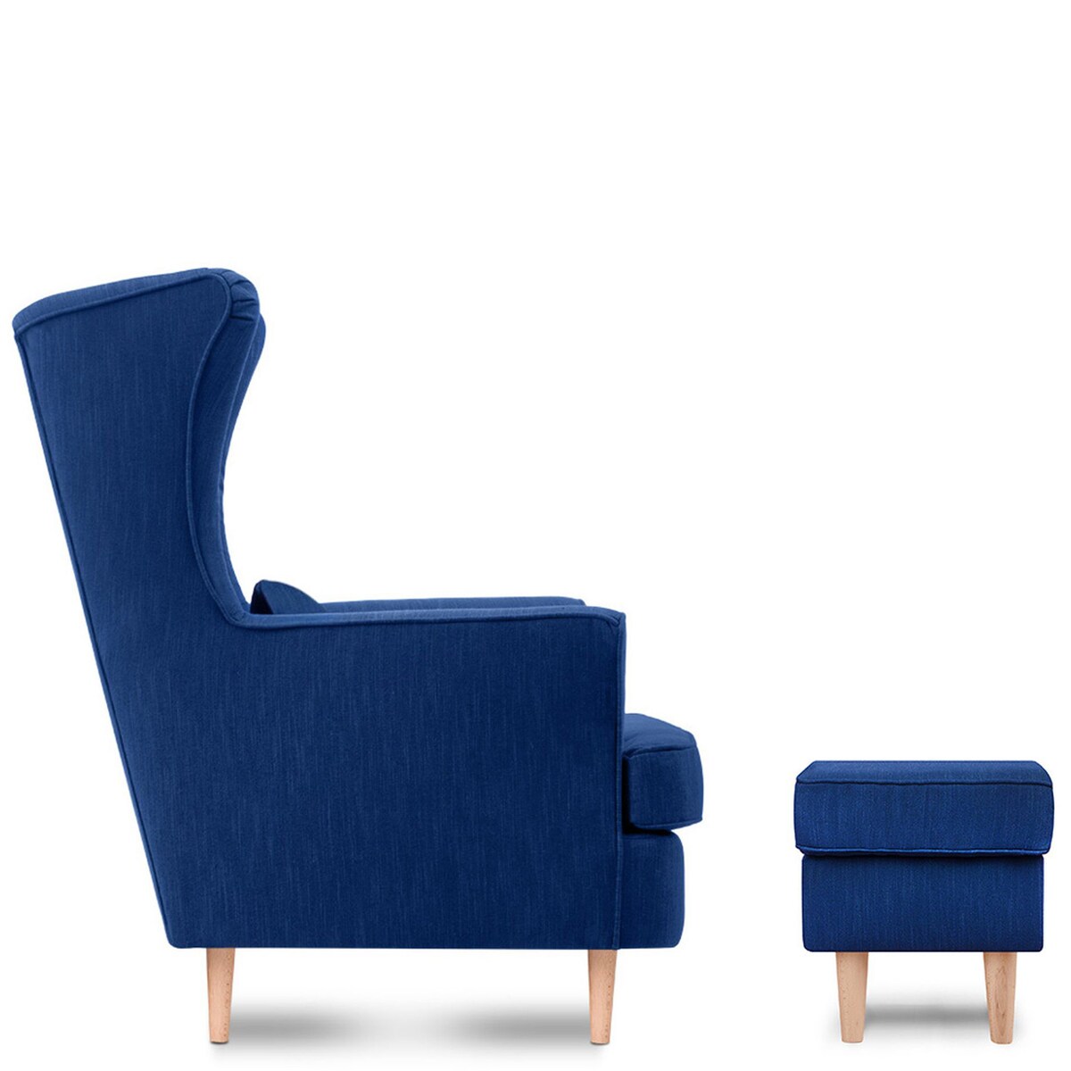 KONSIMO STRALIS Fotel + puf, kolor ciemny niebieski