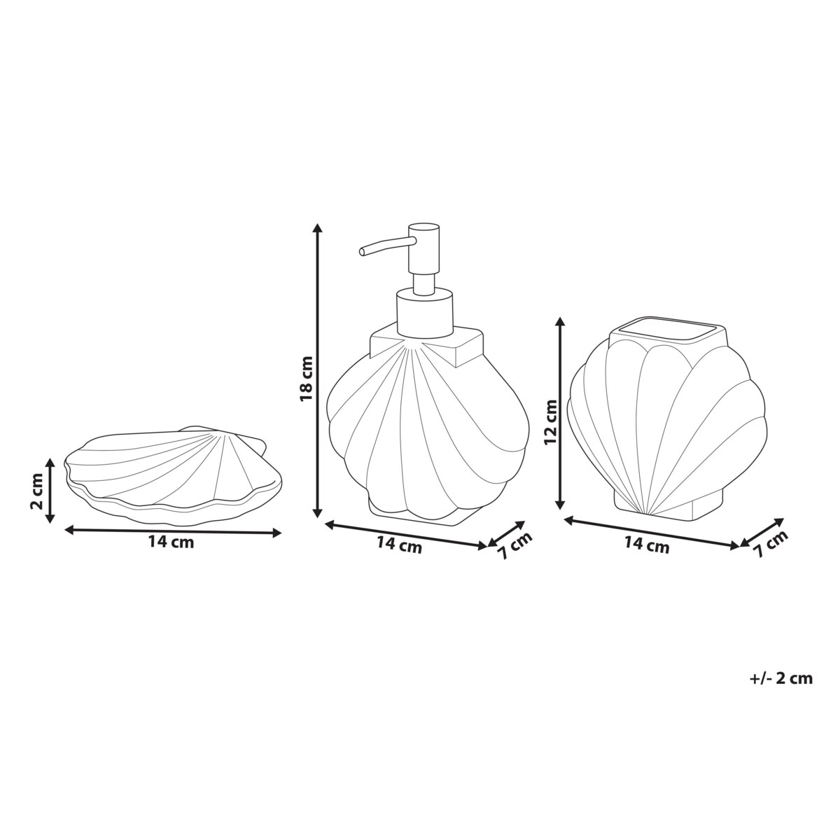 Zestaw akcesoriów łazienkowych 3 elementy SHELL Ceramika Biały