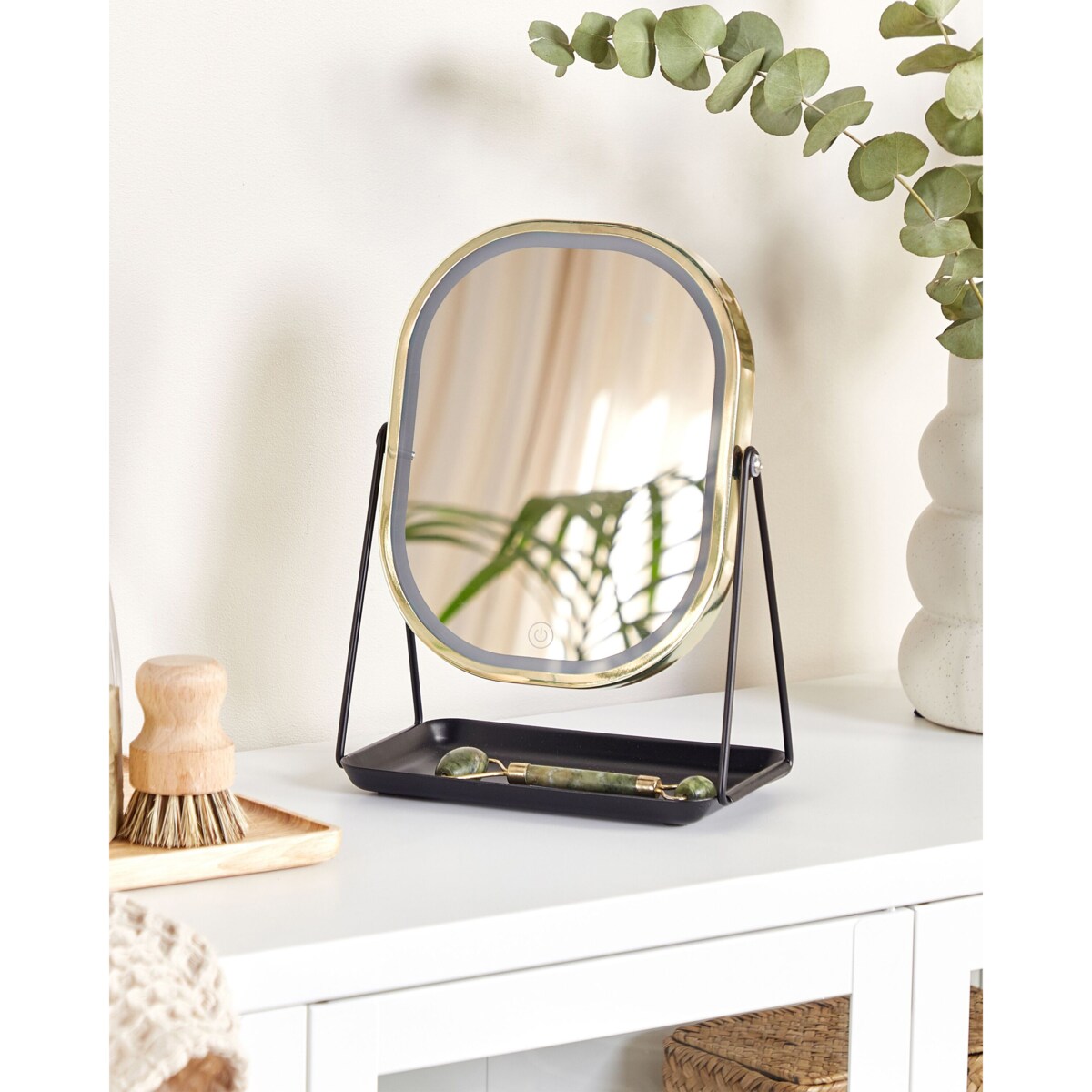 Lusterko kosmetyczne LED 20 x 22 cm złote DORDOGNE