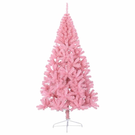 vidaXL Sztuczna choinka połówka ze stojakiem, różowa, 180 cm, PVC