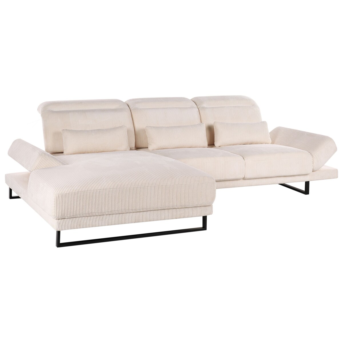 Narożnik IKAST Sztruks Beżowy dla 4 osób Prawostronny