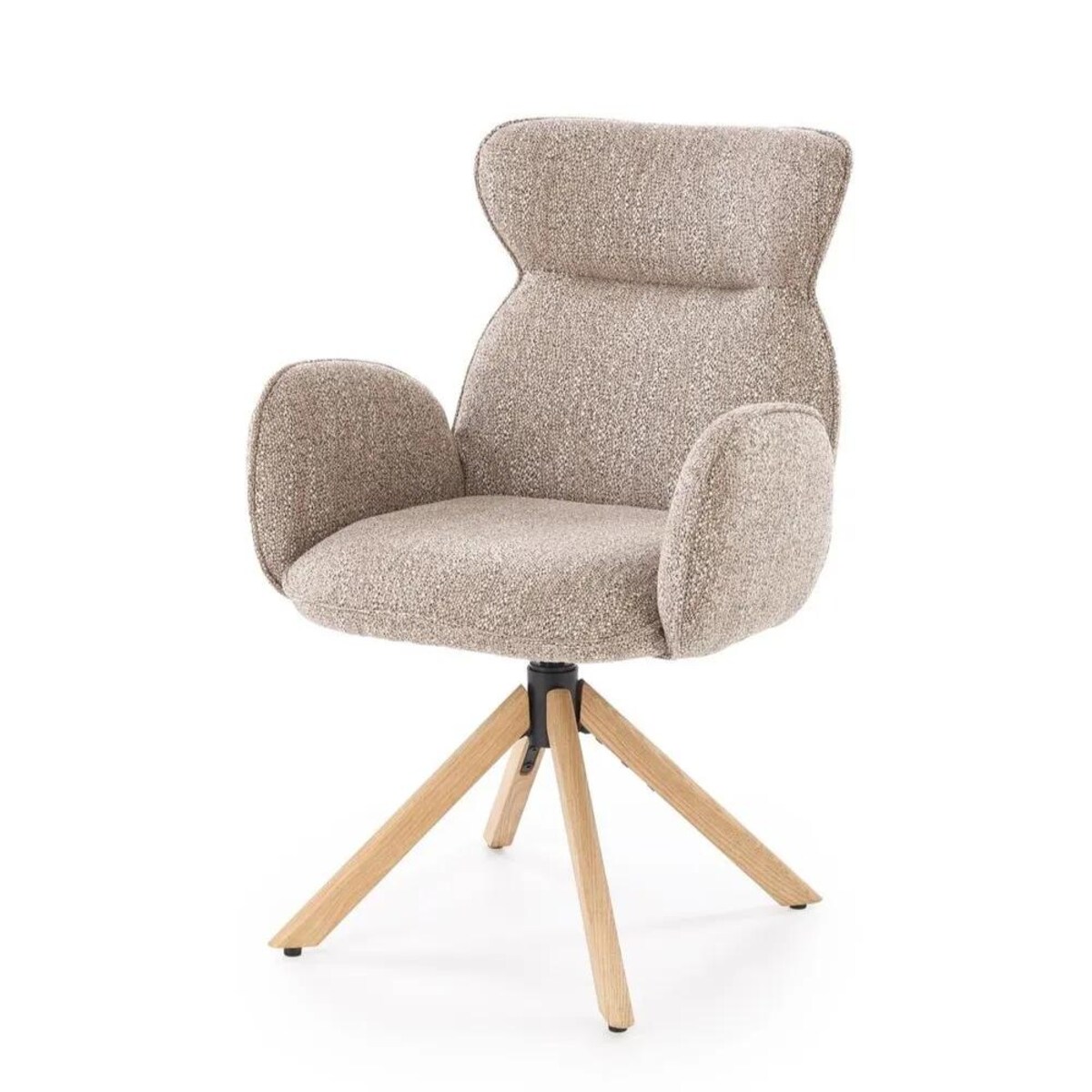 Krzesło tapicerowane K585 beżowe/dębowe obracane