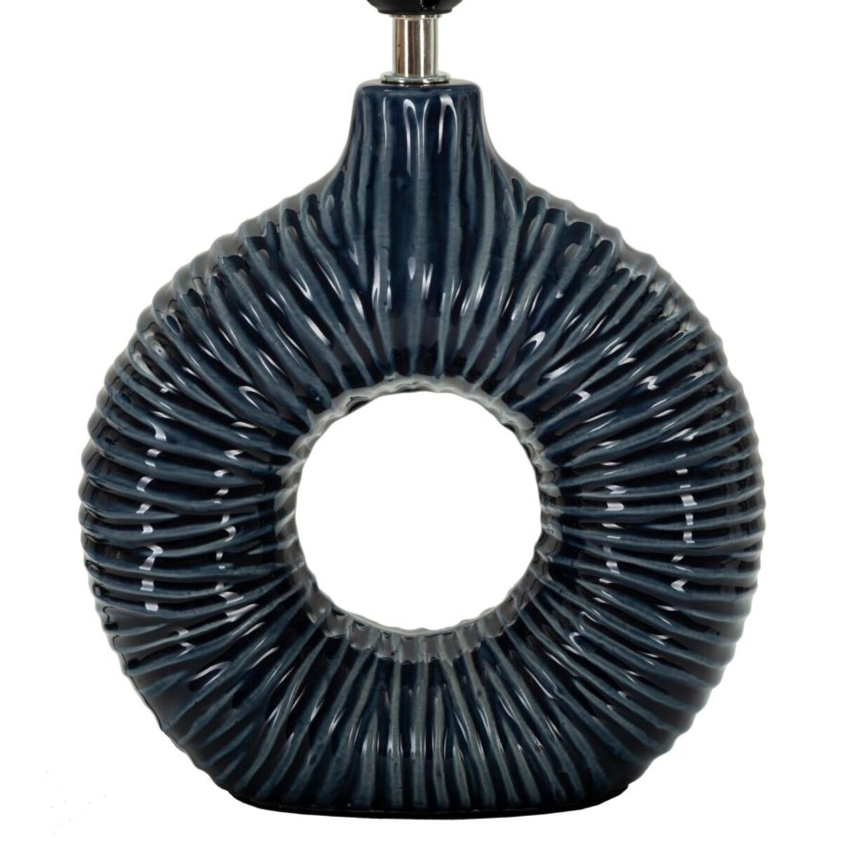 Lampa stołowa Seta, kolor niebieski, ceramika, żelazo i tkanina, 28,5 x 15 x 43 cm, 1 x E14, do salonu i sypialni, Mauro Ferretti
