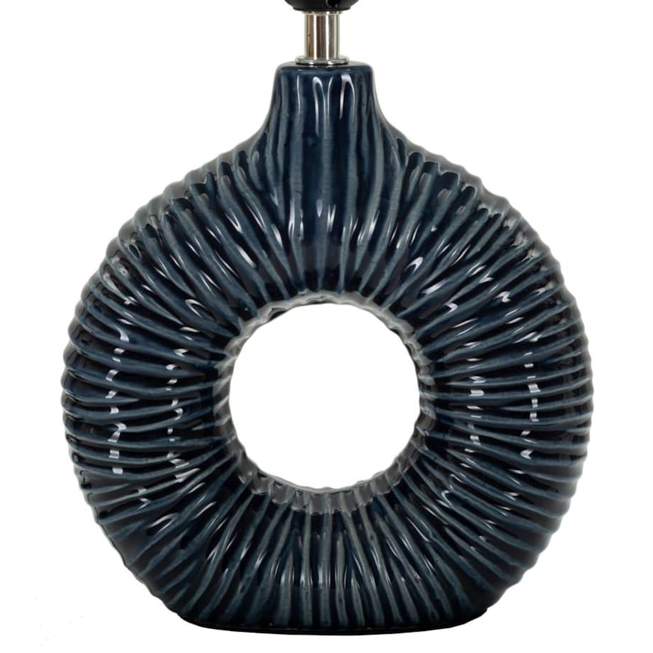 Lampa stołowa Seta, kolor niebieski, ceramika, żelazo i tkanina, 28,5 x 15 x 43 cm, 1 x E14, do salonu i sypialni, Mauro Ferretti