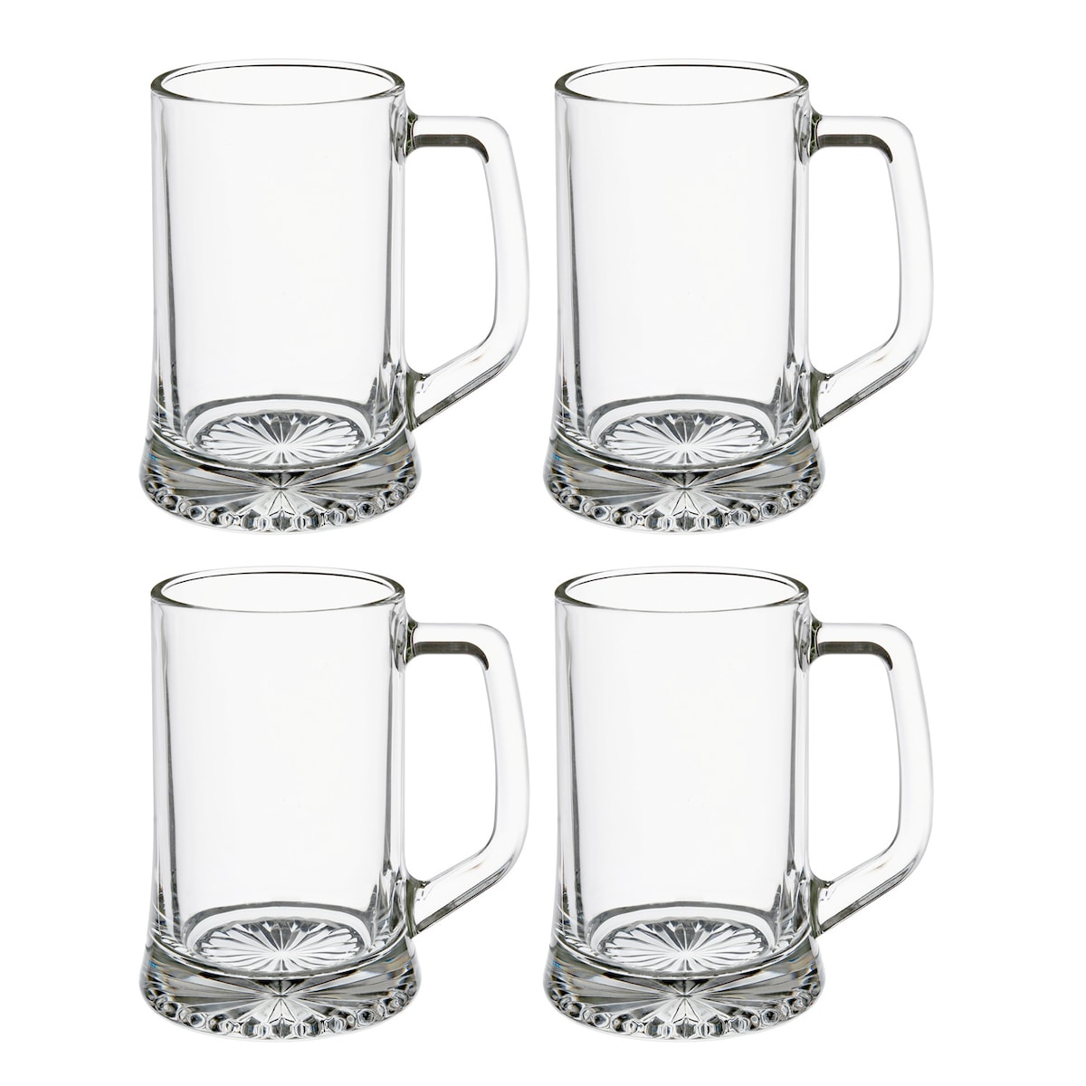Kufle do piwa z uchem, 4 szt. 320 ml, kolor przezroczysty, szkło