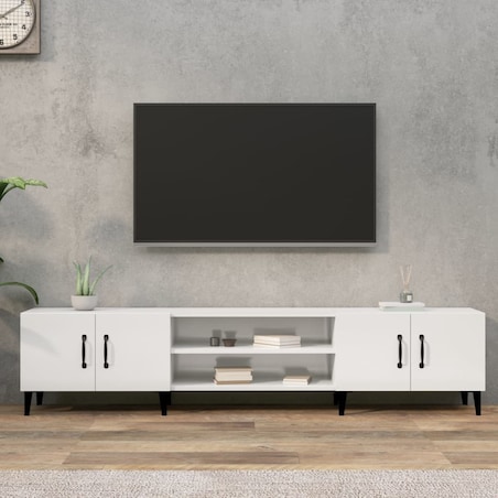 vidaXL Szafka pod TV, wysoki połysk, biała, 180x31,5x40 cm